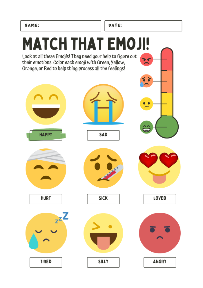 Third grade student completing an emoji emotions worksheet for algebra practice