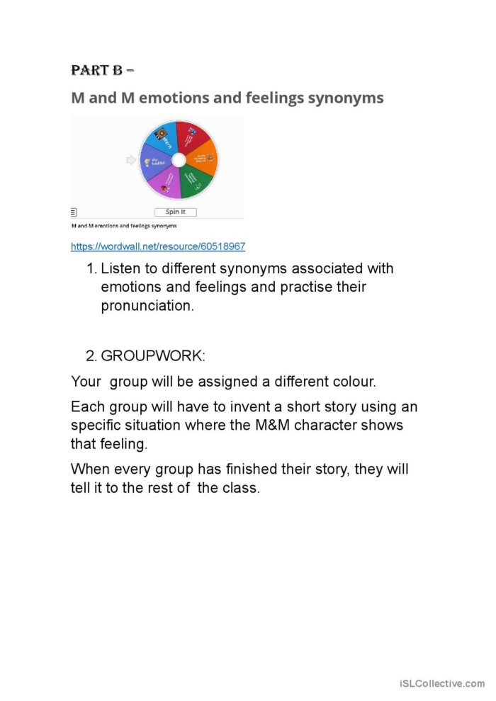 Adjectives to Describe Emotions worksheet for enhancing communication skills Worksheet featuring adjectives to describe emotions for third-grade students