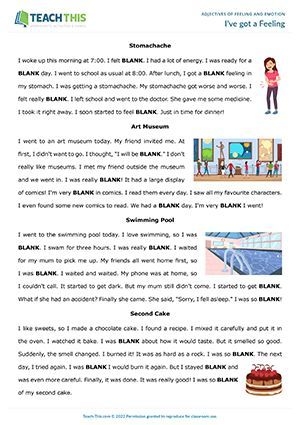 Adjectives to Describe Emotions worksheet for enhancing communication skills Worksheet featuring adjectives to describe emotions for third graders