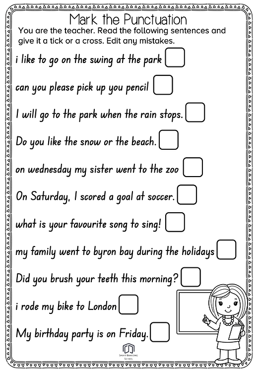 Third-grade worksheet on end punctuation skills and practice End punctuation focus in a third-grade grammar worksheet