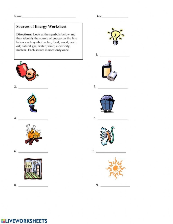 Types of Energy Worksheet for Third Grade Science Lesson 23 Third grade science worksheet explaining various types of energy for students