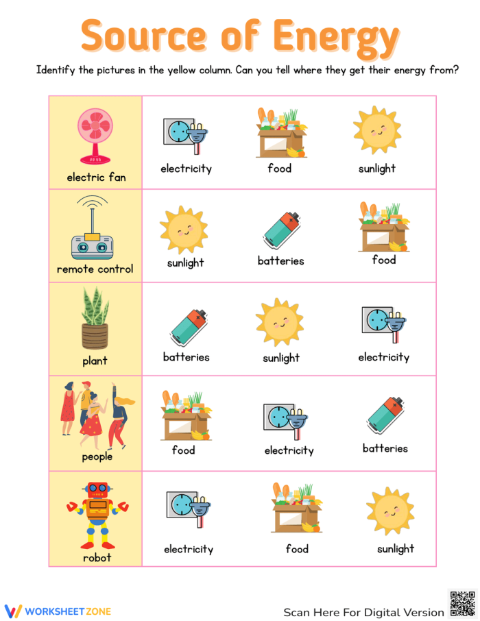 Engaging info sheet for young scientists exploring various types of energy Types of Energy worksheet designed for third graders to learn about energy concepts