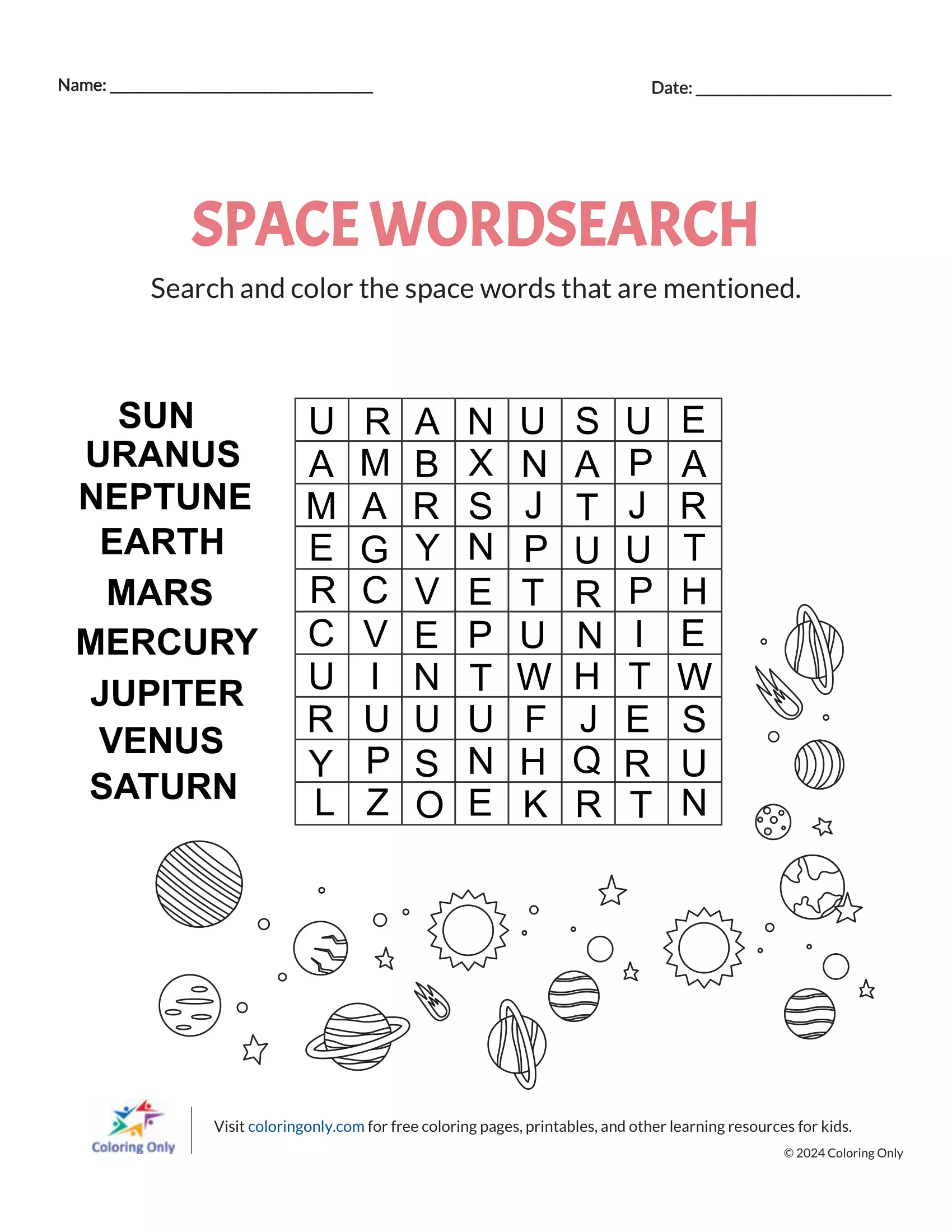 Third grade energy word search worksheet with physics vocabulary terms