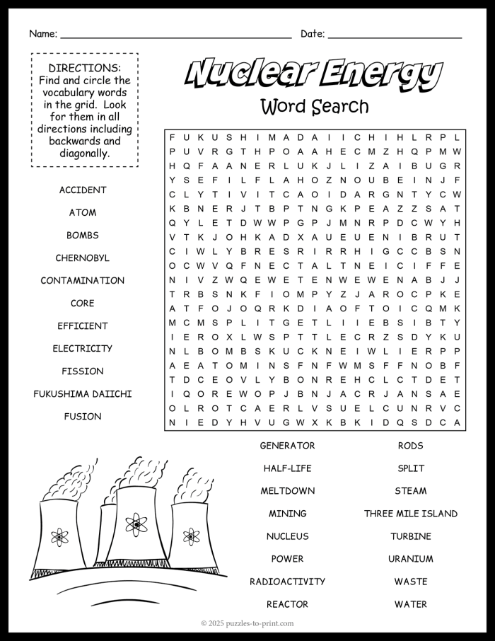Third grade energy word search puzzle with physics vocabulary terms hidden in a grid of letters