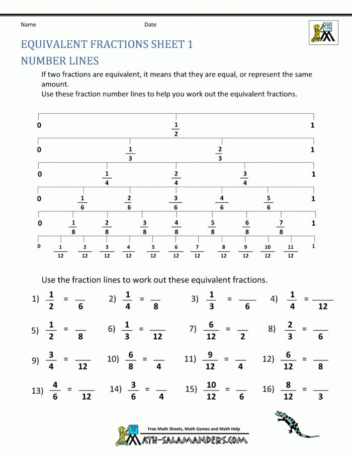 Worksheet for third graders to practice equivalent fractions