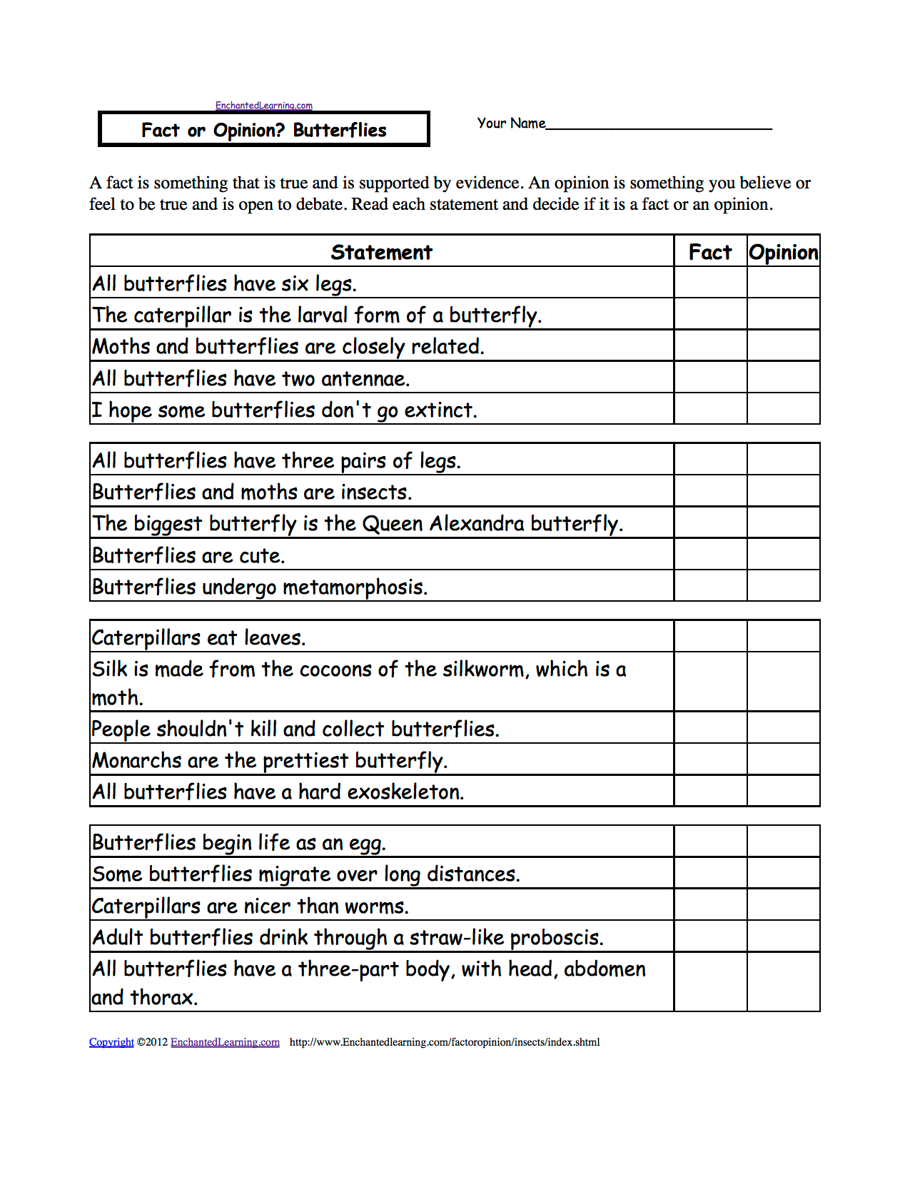 Colorful fact and opinion worksheet designed for third graders to differentiate between facts and opinions. Engaging learning tool for young students to enhance their grammar skills.