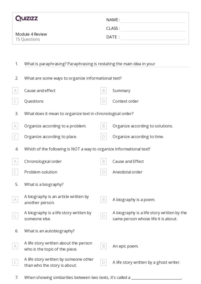 Third grade reading worksheet showing a Venn diagram and comparison questions for analyzing two fiction stories side by side
