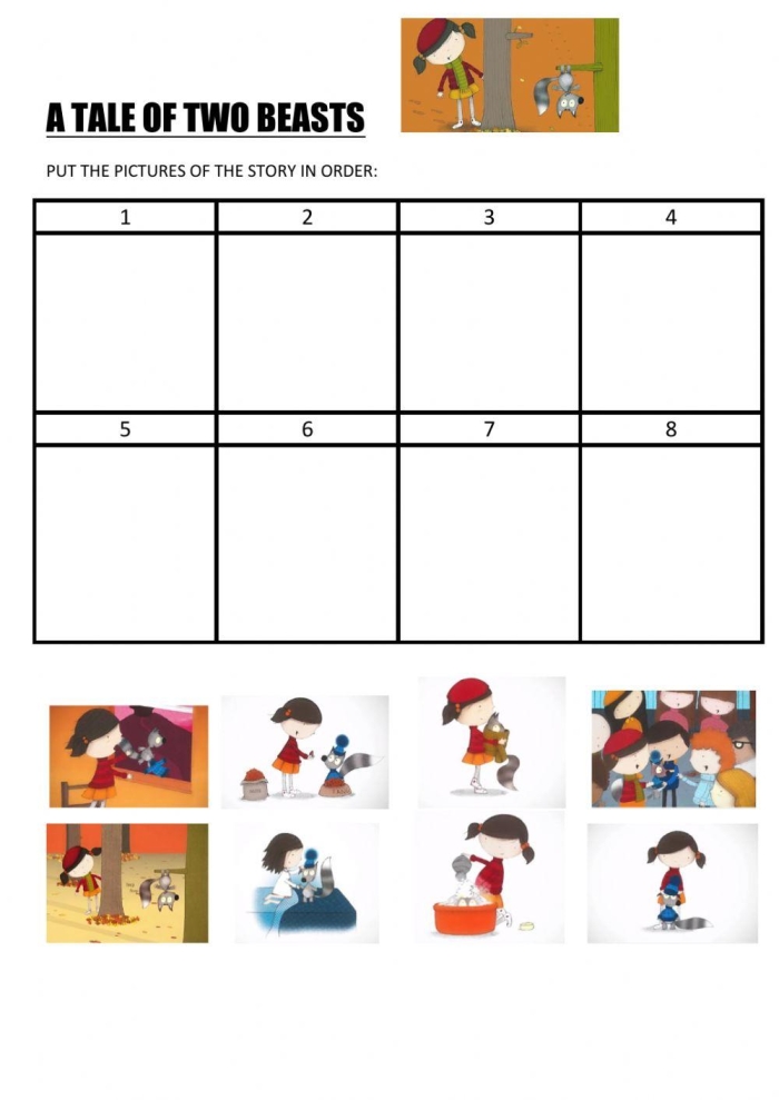 A Tale of Two Texts worksheet for grammar and mechanics practice Worksheet for comparing two fiction texts in a third-grade classroom