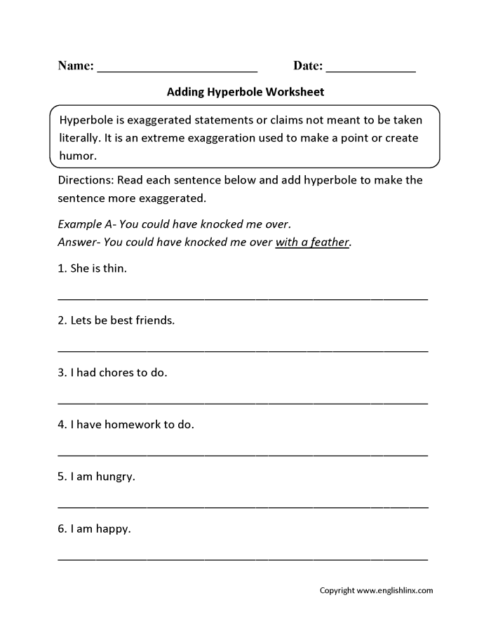 Making Sense of Figurative Language 1 Practice Activity Image 14 Third grade students learning to identify figurative language meanings through context clues in a worksheet exercise