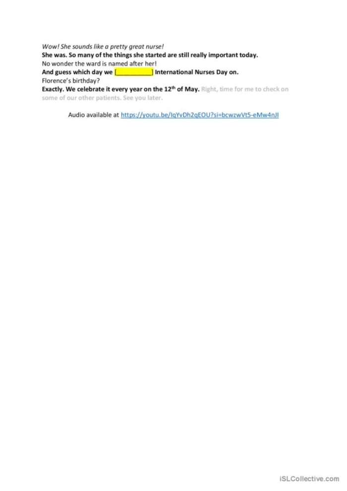 Educational resource highlighting the life and impact of Florence Nightingale Biography worksheet featuring Florence Nightingale for third graders