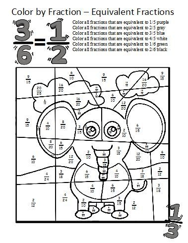 Third grade student coloring shapes to represent specific fractions on a worksheet