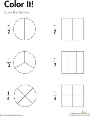 Worksheet for assessing third graders' understanding of fractions of a whole