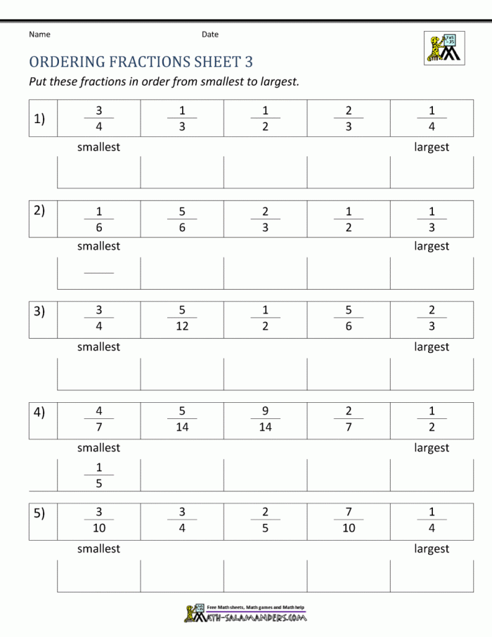 Third grade math worksheet for assessing student proficiency in comparing fractions using visual models and numeric values