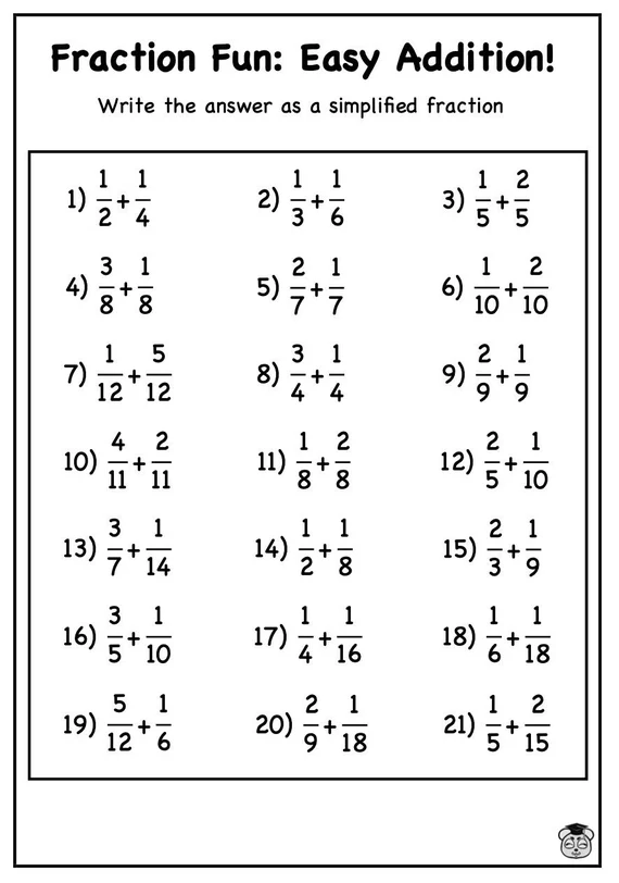 A third grade student completes a math page focusing on fractional parts and number lines for the Fractions Learning Check worksheet 12