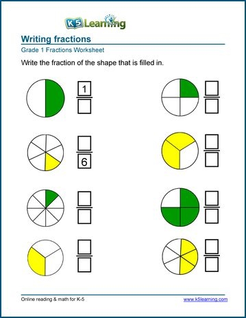 Third grade student completing a variety of fraction problems on a printable learning check worksheet