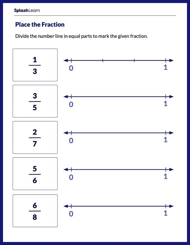 Label the Fractions on a Number Line Worksheet 11 Third grade math worksheet for identifying and labeling fractions on a number line