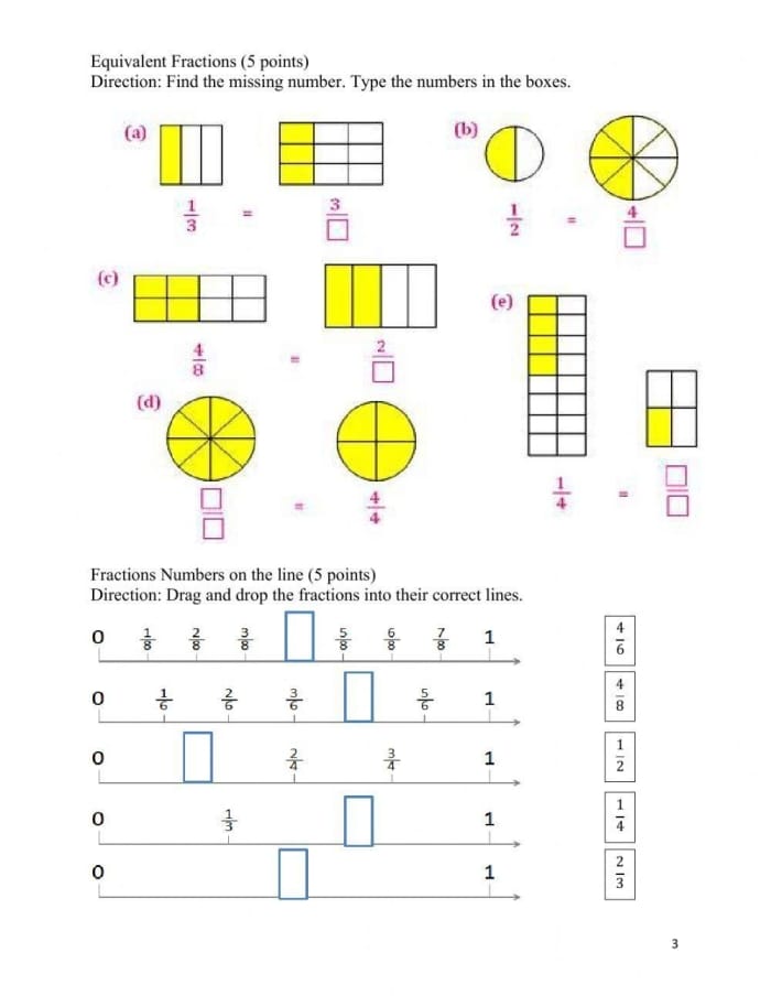Third Grade Fractions Quiz Worksheet Image 20 Fractions Quiz worksheet for third graders to test their knowledge of simple fractions