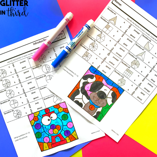 Introduction to Fractions Worksheet for Third Graders Children's worksheet for practicing fractions in numeric and written form