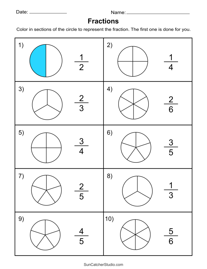 Engaging fractions worksheet for multiplication practice in third grade Colorful worksheet for third graders focusing on understanding fractions as parts of a whole