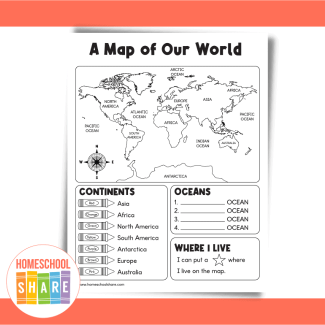 Third grade geography worksheet featuring a crossword puzzle about the seven continents