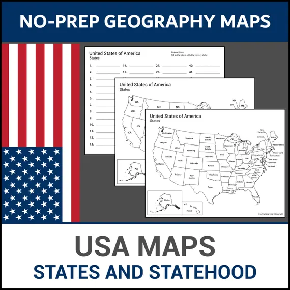 Third grade student completing a geography worksheet about United States map locations