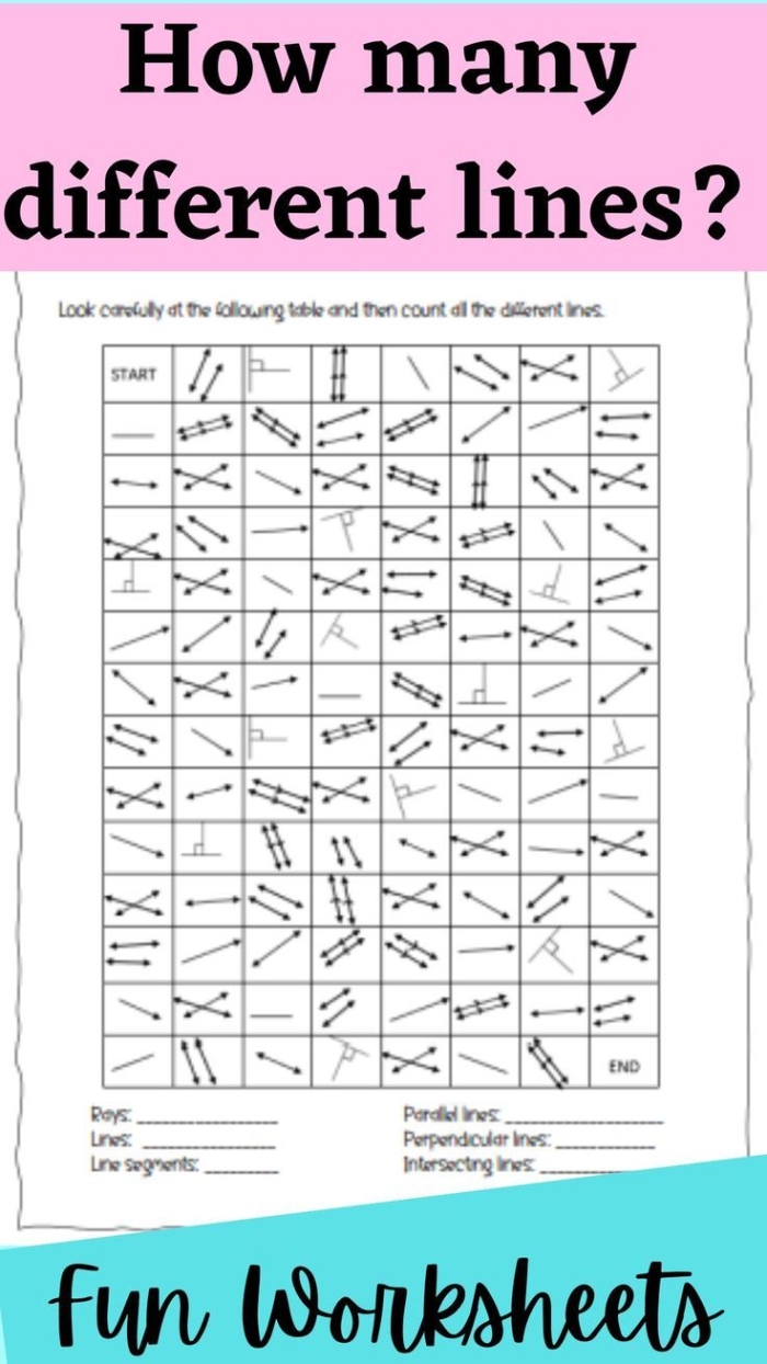 Geometry Lines Worksheet for Third Graders: Understanding Line Relationships Third grade geometry worksheet focusing on lines, including parallel and perpendicular concepts