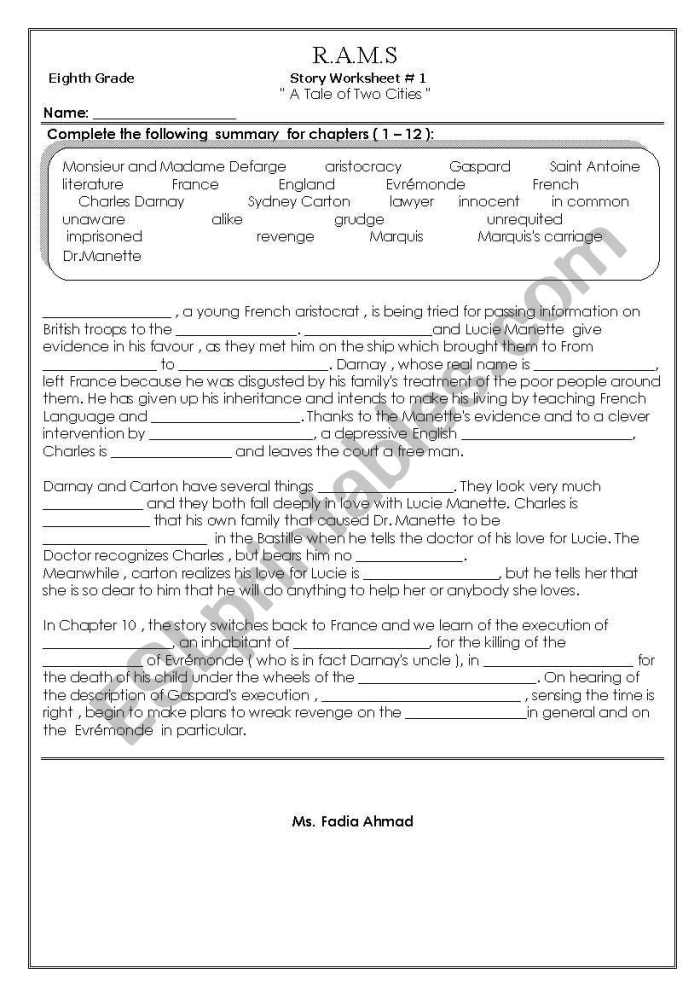 A Tale of Two Texts worksheet for engaging comparison activities A worksheet for third graders comparing two fiction texts for grammar practice