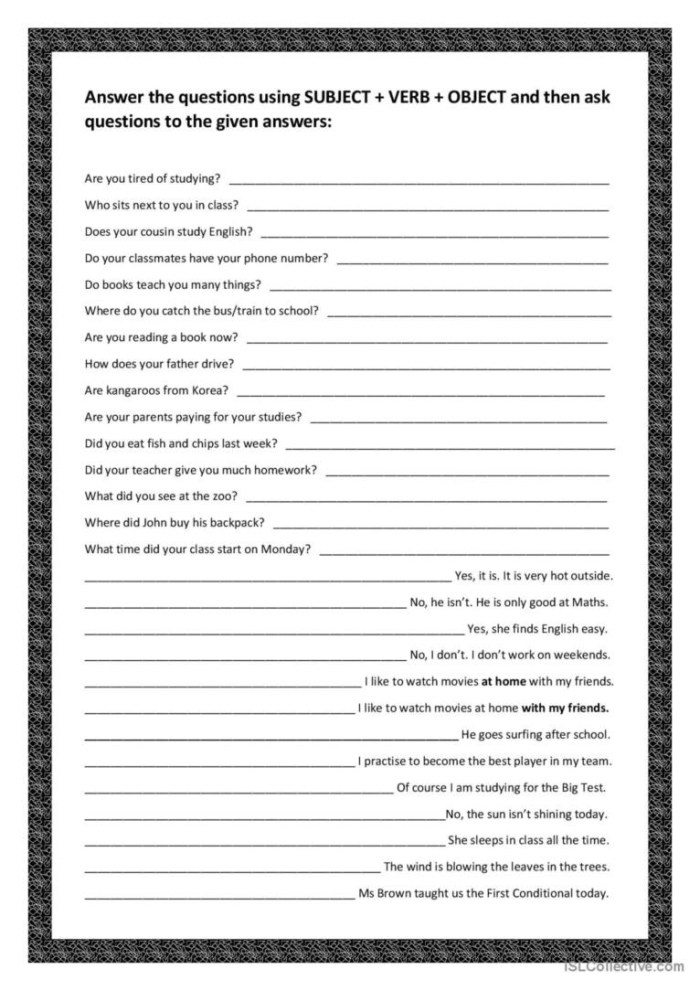 Third grade students engaging with the Subject + Verb + Object worksheet to enhance their grammar skills