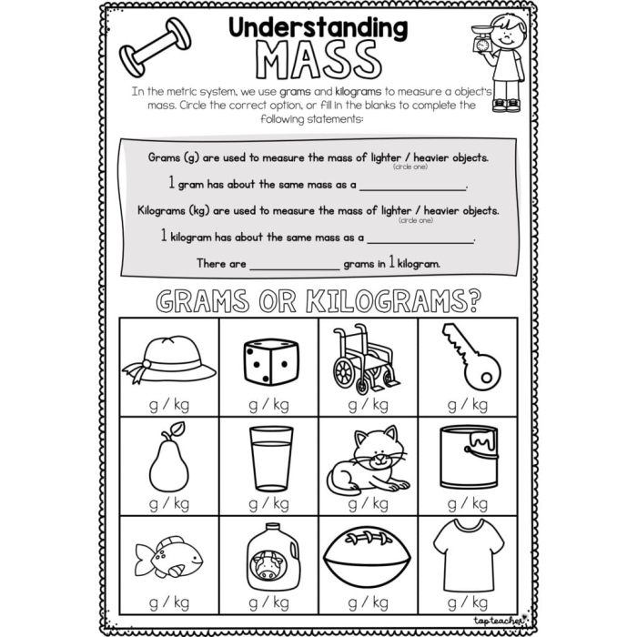 Interactive activity to teach students about grams and kilograms in a fun way Measurement worksheet for third graders focusing on grams and kilograms as metric units of mass