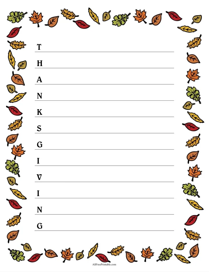 Gratitude Acrostic Poem Worksheet for Third Grade Students Number 15 Third grade student writing a gratitude acrostic poem on a printable practice worksheet