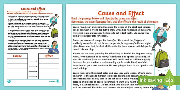 Third grade students filling out a Cause and Effect reading comprehension worksheet about feeling home sick