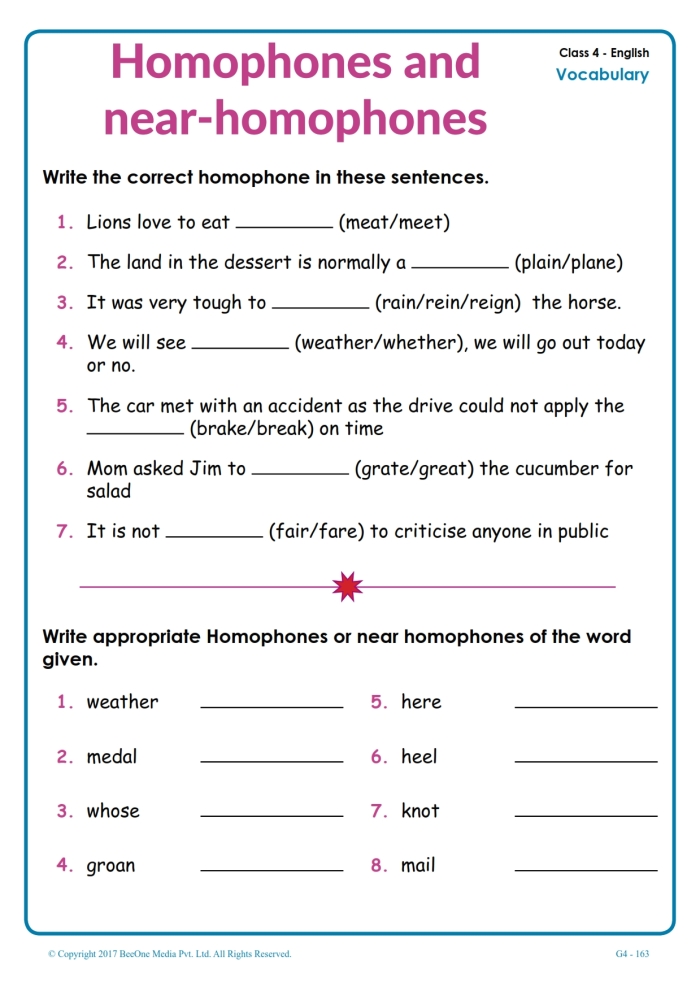 Homophone story worksheet featuring a fun monster tale for third graders to enhance spelling and vocabulary skills