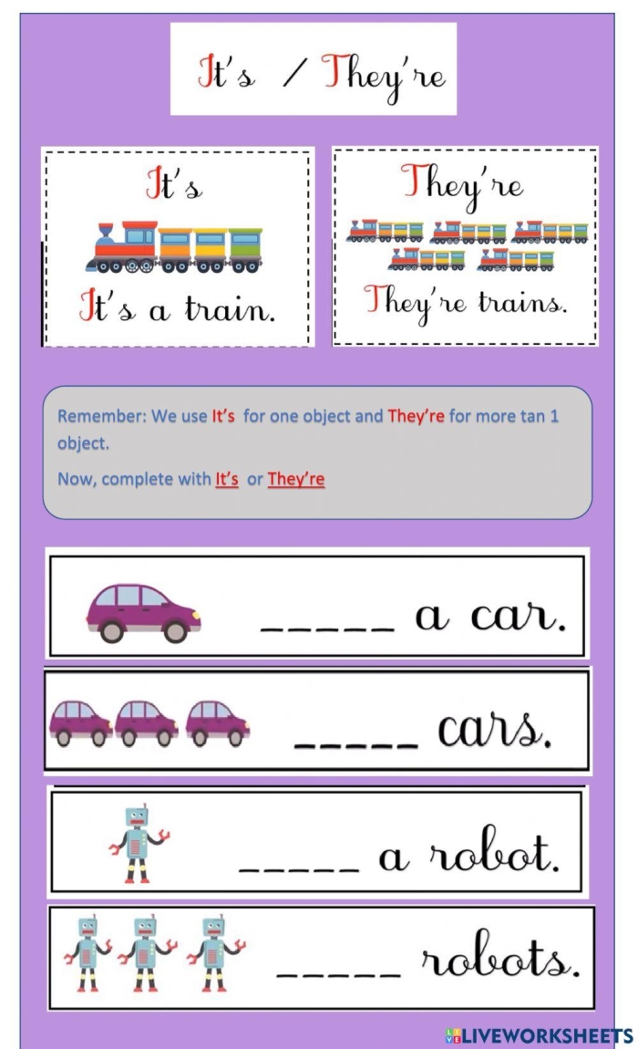 Third grade students engaging with an "Its and It's" fill-in-the-blank worksheet for homophone practice. Worksheet image featuring a fun homophone activity for young learners.