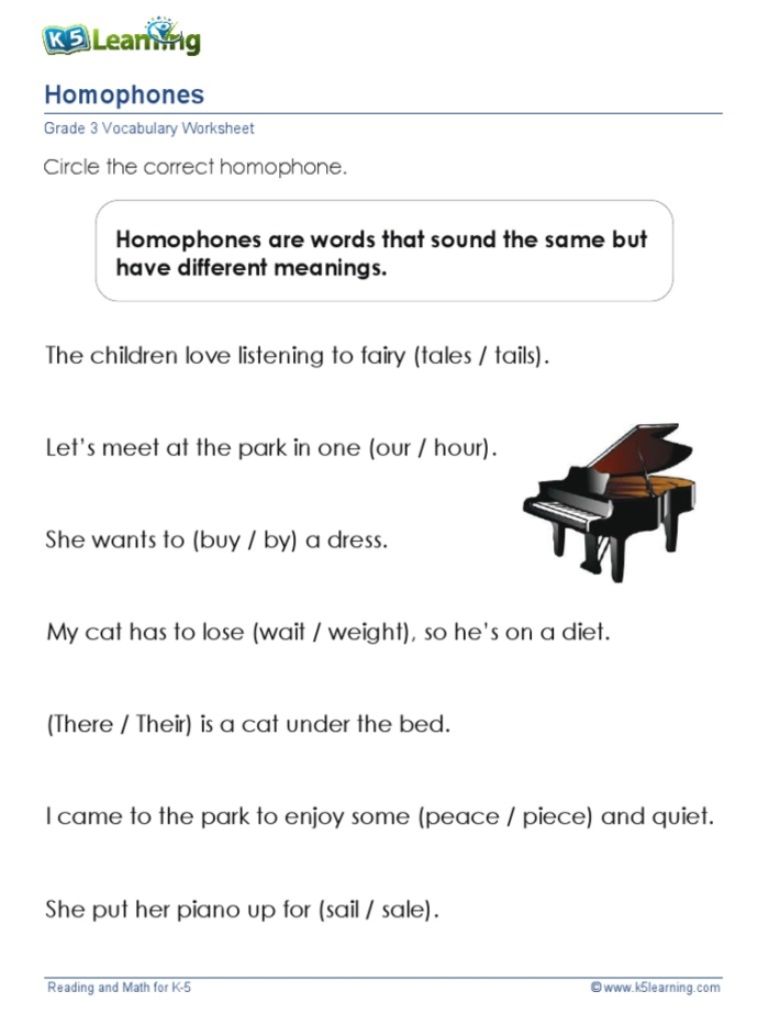 Measurement worksheet for Third Grade Worksheet for third graders focusing on homophones, featuring fill-in-the-blank sentences. Educational resource titled "Homophones: Write It Right 1" for measurement skills.
