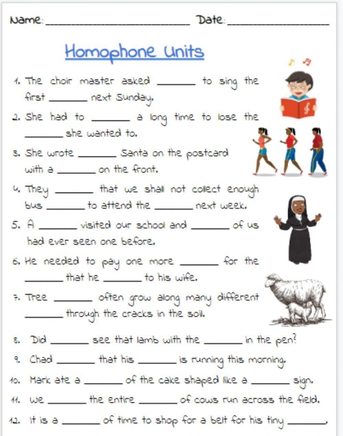 Measurement worksheet for Third Grade Students working on the Homophones: Write It Right 1 worksheet for third grade. Educational worksheet focused on completing sentences with homophones.