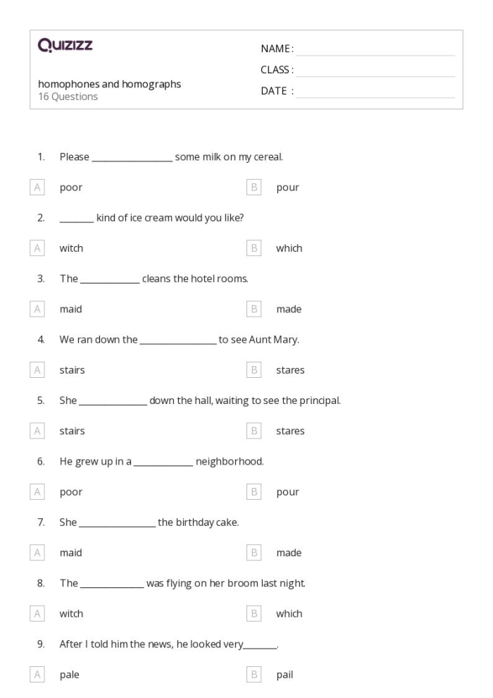 Homophones: Write It Right 1 worksheet for measuring reading skills in Grade 3 Worksheet for third graders focusing on homophones in sentence completion