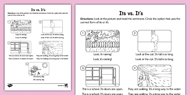 Kids engaging with a fun fill-in-the-blank worksheet on homophones, focusing on its and it's
