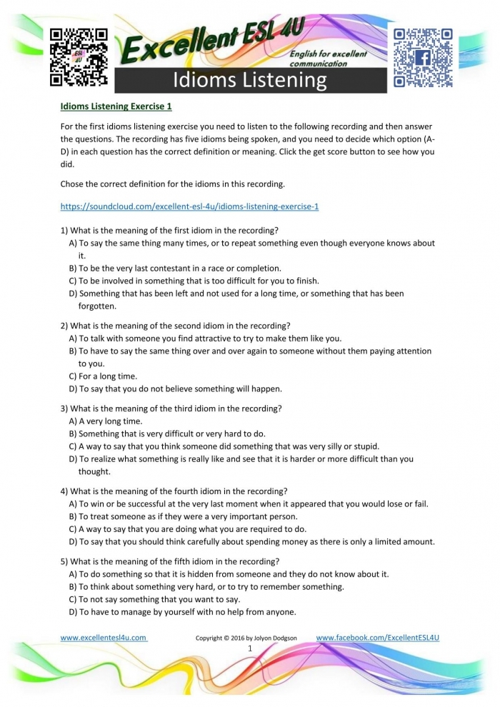 Idiom interpretation exercise: Tell Us What You Think! worksheet image Worksheet for third graders featuring idioms for figurative language review