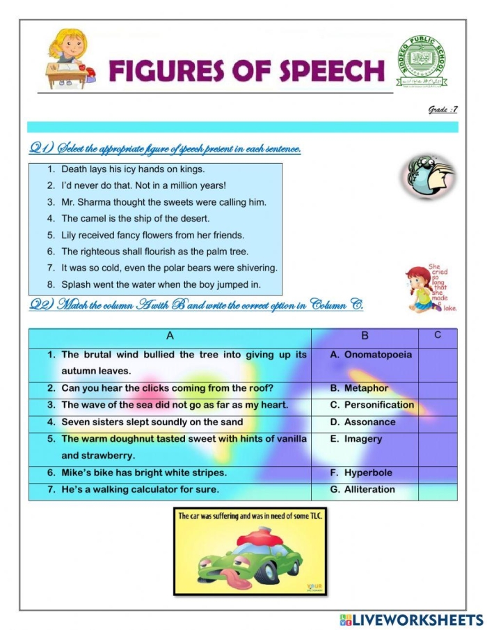 Third grade idioms worksheet exploring the meanings of common figures of speech. Worksheet illustrating idioms for third graders, featuring the phrase "when pigs fly" with contextual clues.