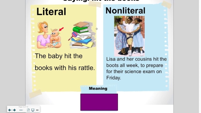 Worksheet featuring idioms with literal and nonliteral contexts for third graders