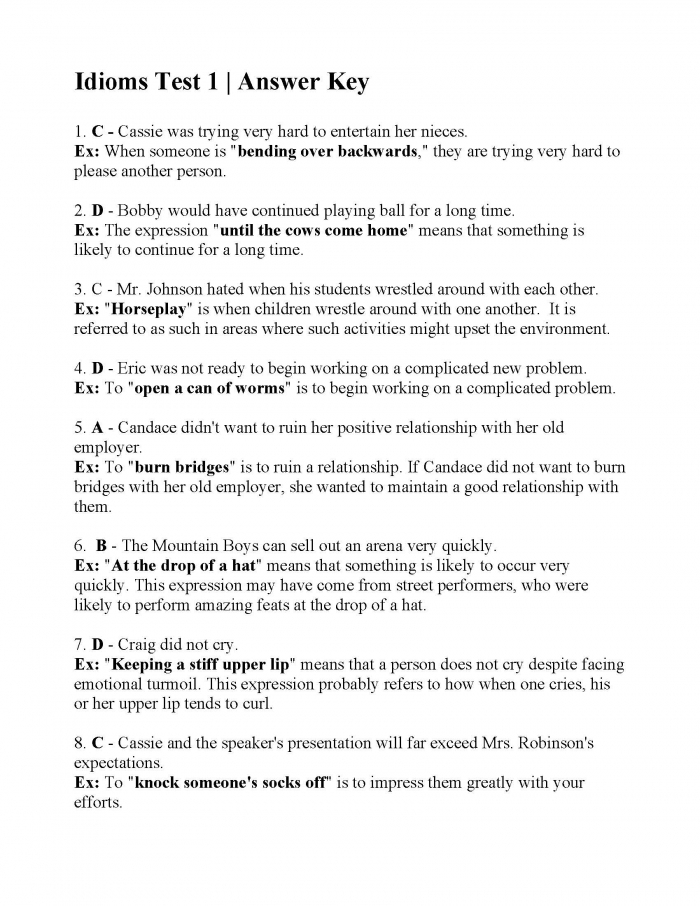 Idiom review worksheet titled "Tell Us What You Think!" for practicing language skills. Worksheet for third graders on idioms, encouraging students to interpret figurative language meanings.