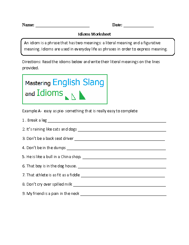 Decimals worksheet for Third Grade Worksheet featuring idioms for third graders focusing on the phrase "when pigs fly" and its meaning. A visual guide to understanding idiomatic expressions for young learners.