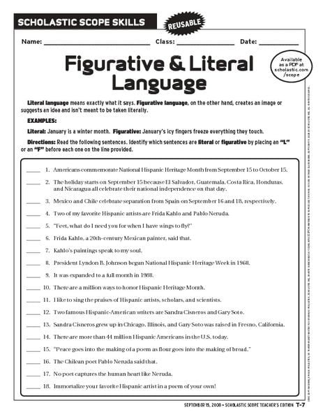 Worksheet featuring idioms in literal and nonliteral contexts for third graders