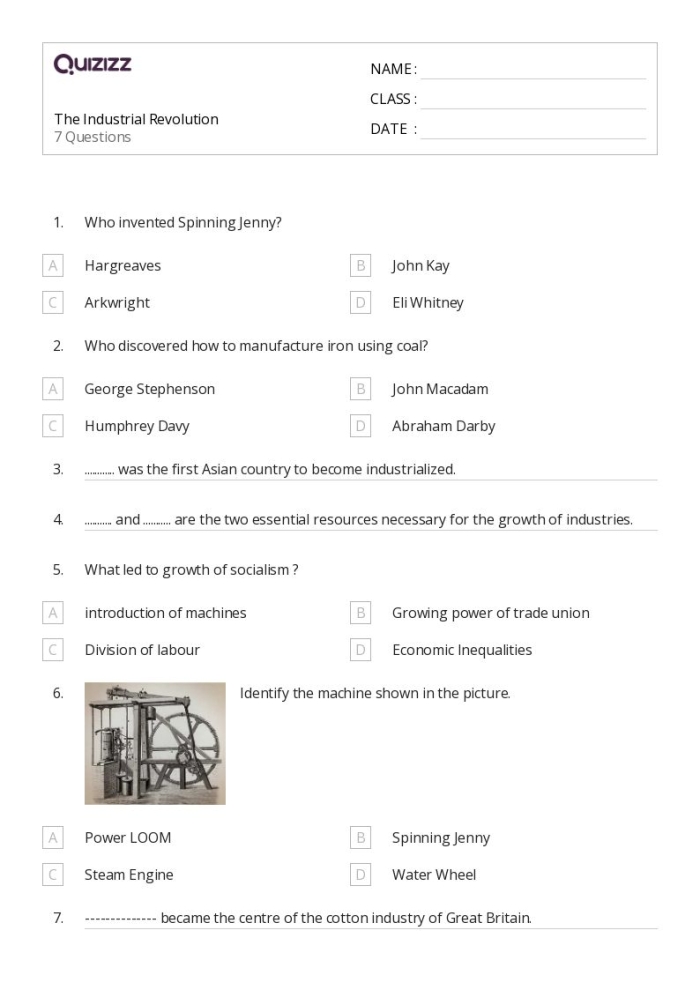 Subtraction worksheet for Third Grade Worksheet illustrating cause and effect relationships from the Industrial Revolution for third graders. Cause and Effect: The Industrial Revolution worksheet for students.