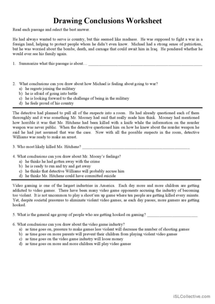 Drawing Conclusions Geography Worksheet 25 for Third Grade Students Third grade geography worksheet focusing on drawing conclusions from six short reading passages