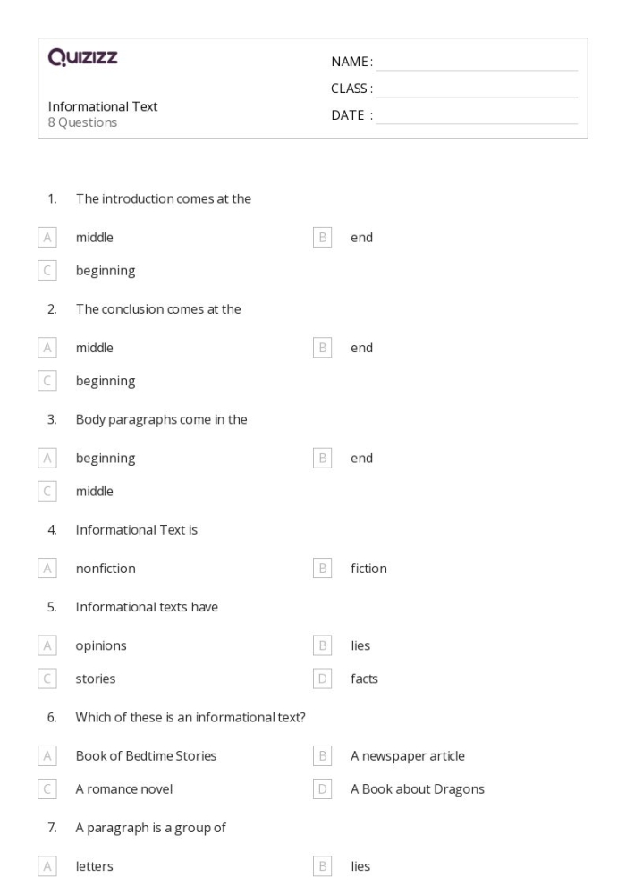 Third grade informational writing check-up worksheet for assessing student responses to writing prompts