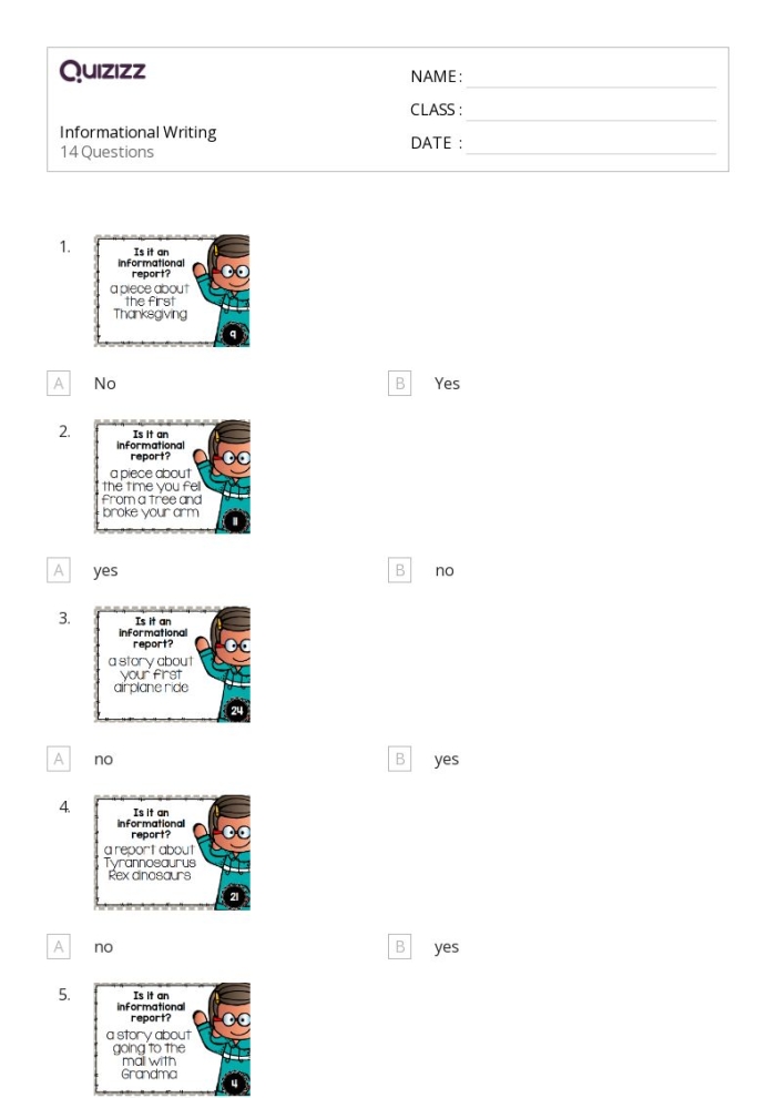 Third grade informational writing check-up worksheet for evaluating student comprehension