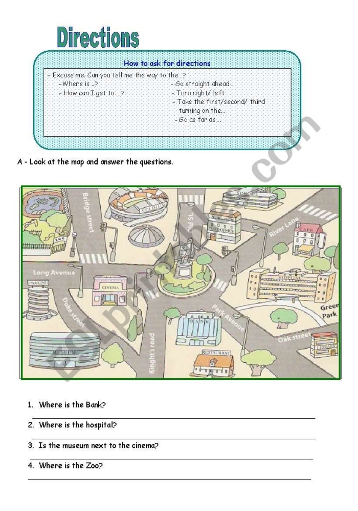 Worksheet featuring a fun mapping activity for learning intermediate directions for third graders