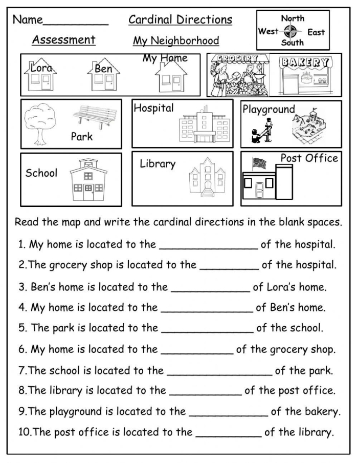 Interactive worksheet for third graders to practice intermediate directions like northeast and southwest