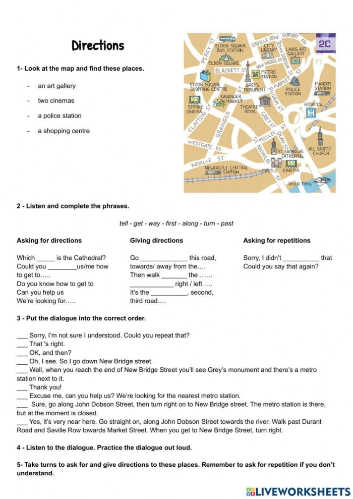 Interactive worksheet for third graders to learn intermediate directions like northeast and southwest